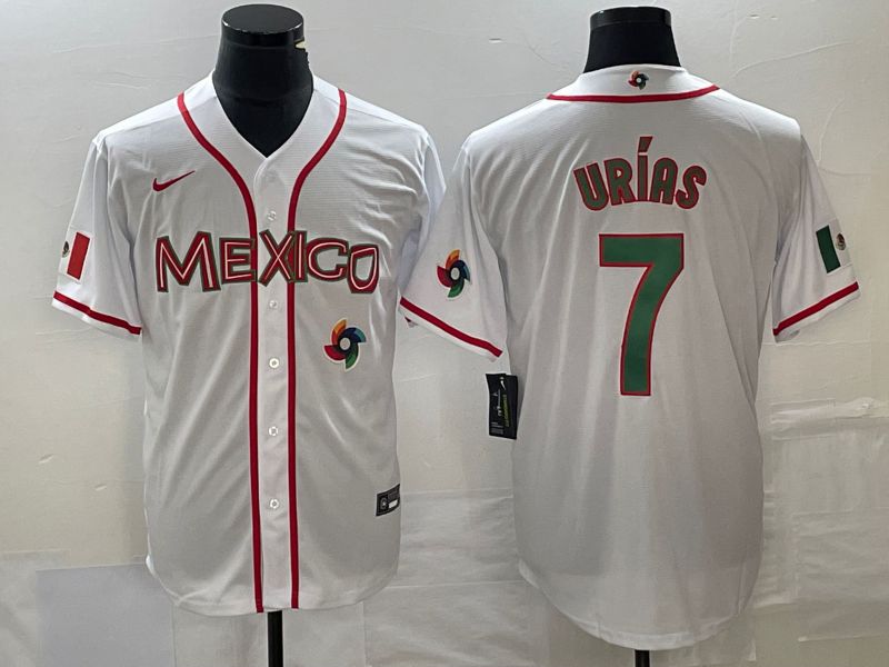 Men 2023 World Cub Mexico #7 Urias White Nike MLB Jersey47